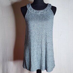 Apt. 9 Blue Gray Black Texture Sleeveless Mandarin Collar Rayon Poly Span Top XL
